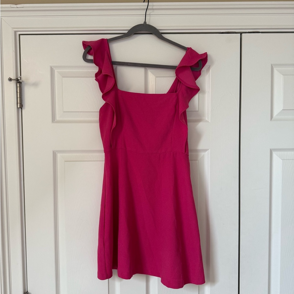 Pink Ruffle Sleeve Dress